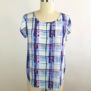 Women's 100% Silk patterned Short Sleeve Top